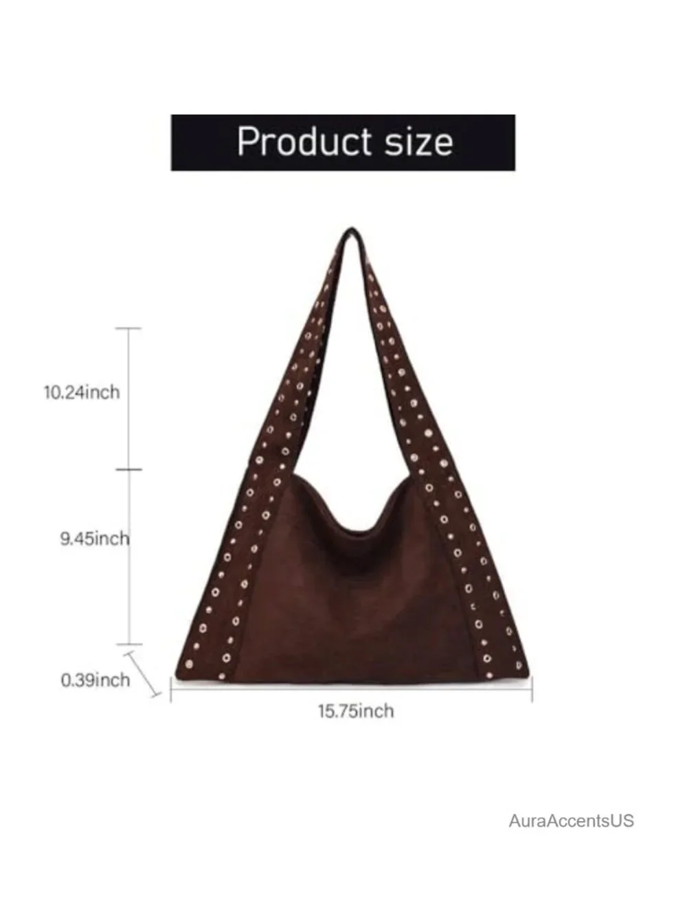 Faux Suede Hobo Bag Studded Shoulder Handbag for Women